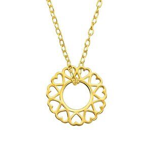 Gold Vermeil Circle of Hearts Necklace 12mm Romantic Pendant